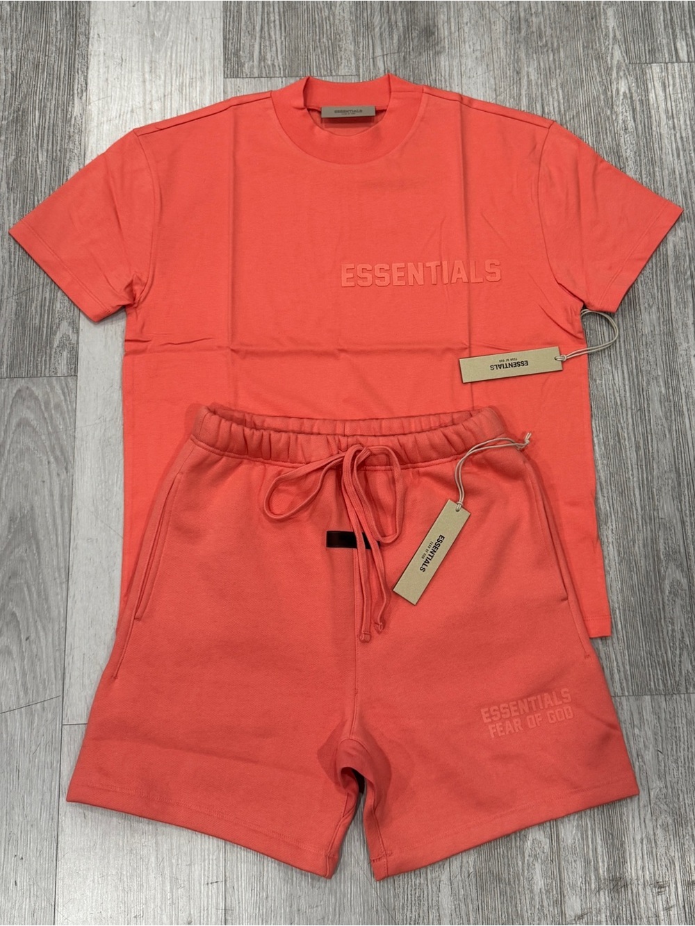Essentials Coral Short Sleeve Tee & Drawstring Shorts Set